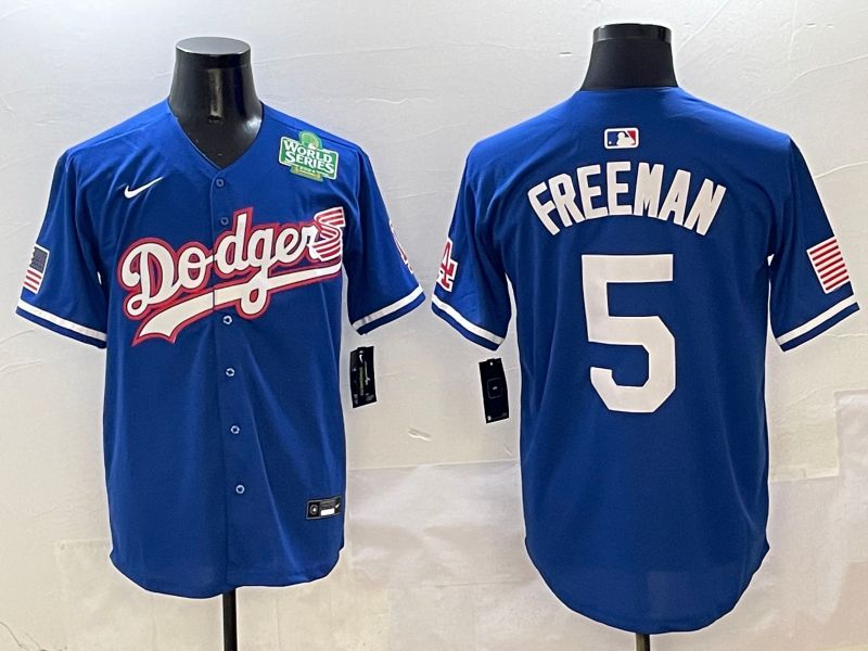 Men Los Angeles Dodgers 5 Freeman Blue Second generation Joint Name Nike 2025 MLB Jersey style 5